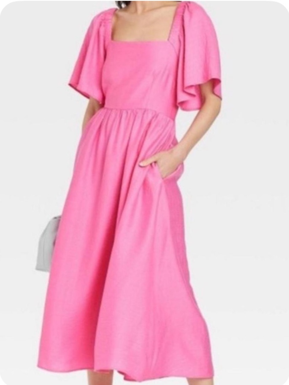 a new day Pink Square-Neck Midi Dress